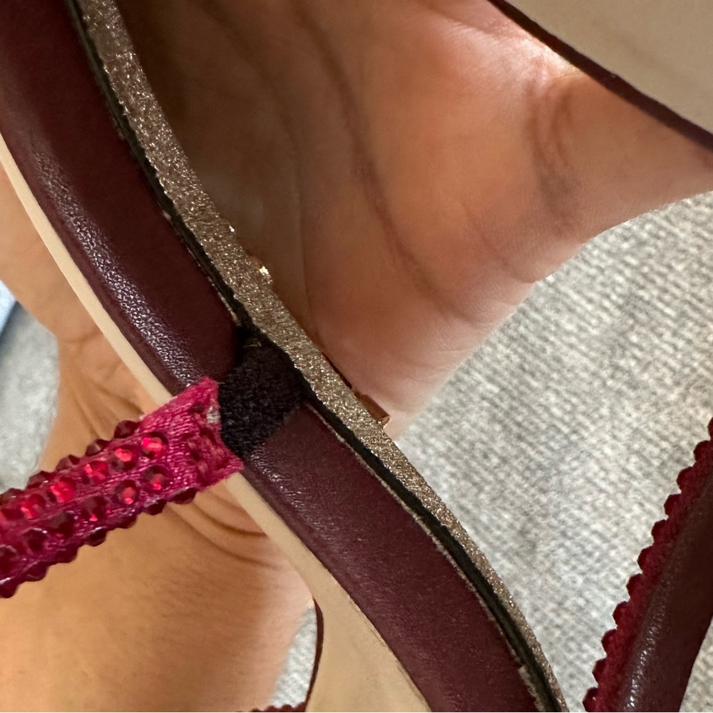 Rene Caovilla Burgundy Red Strappy Crystal Wrap Sandals - Picture 13 of 16